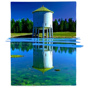 Water Tower Reflection Lake Png 13 PNG image