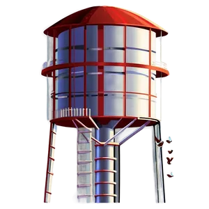 Water Tower With Birds Flying Png 06132024 PNG image