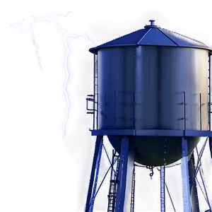 Water Tower With Lightning Strike PNG Sof