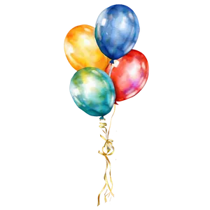 Watercolor Birthday Balloon PNG Obj43 PNG