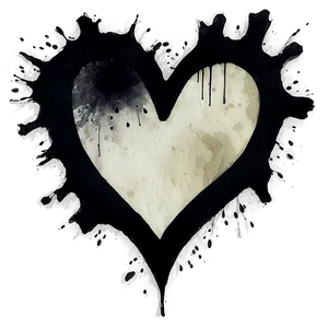 Watercolor Black Broken Heart PNG Kui47 PNG