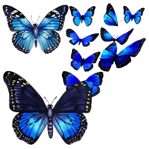 Watercolor Blue Butterflies Png 2 PNG image