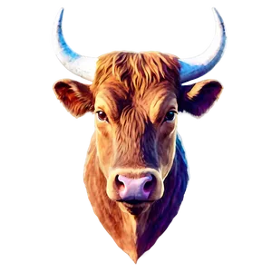 Watercolor Bull Head PNG 92