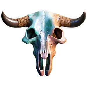 Watercolor Bull Skull Png 06122024 PNG image