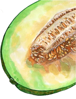 Watercolor Cantaloupe Half PNG image