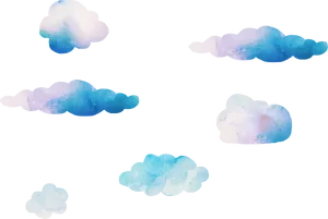 Watercolor_ Cartoon_ Clouds_ Set PNG image