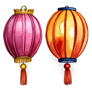 Watercolor Chinese Lantern Png 06262024 PNG image