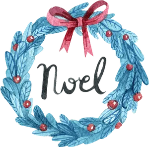 Watercolor_ Christmas_ Wreath_ Noel PNG image