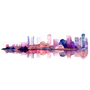 Watercolor Cityscape Illustration PNG 1