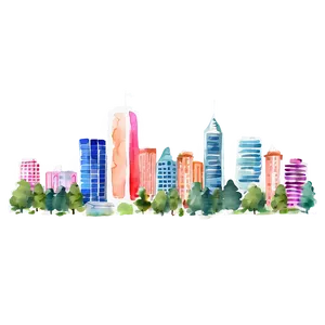 Watercolor Cityscape Illustration PNG 20
