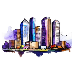 Watercolor Cityscape Illustration PNG 62