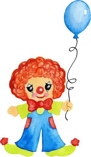 Watercolor Clownwith Balloon