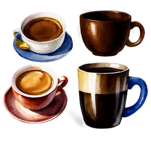 Watercolor Coffee Set PNG 05032024