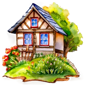 Watercolor Cottage Art PNG 06202024