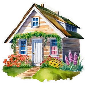 Watercolor Cottage Art PNG 06202024
