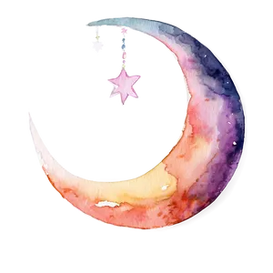 Watercolor Crescent Moon Png 35 PNG image