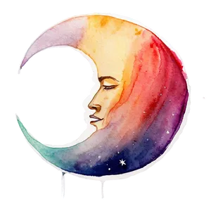 Watercolor Crescent Moon PNG Pox40 PNG