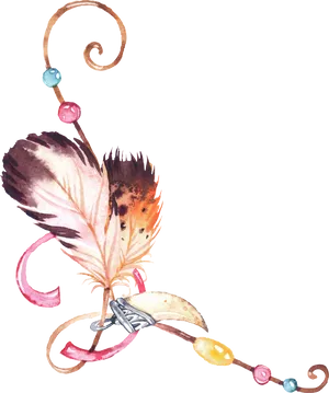 Watercolor Dreamcatcher Feather Art PNG image