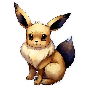 Watercolor Eevee Illustration Png 05062024 PNG image