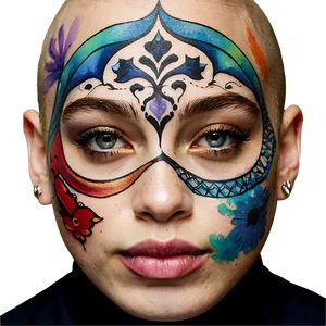 Watercolor Face Tattoo Png 06122024 PNG image