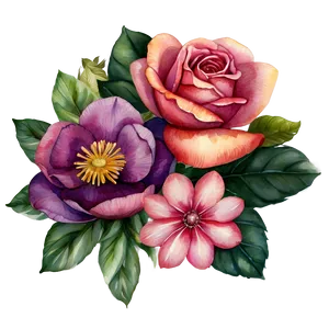 Watercolor Floral Beauty PNG Bij