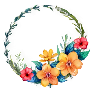 Watercolor Flower Circle PNG 06252024