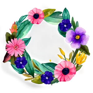 Watercolor Flower Circle PNG 06252024