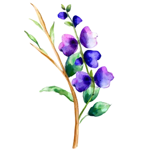 Watercolor Flower Stem PNG Klo