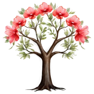 Watercolor Flower Tree Art Png Mfs PNG image