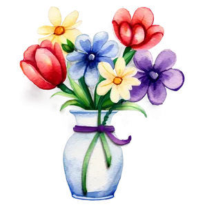 Watercolor Flowers In Vase PNG Pag96 PNG