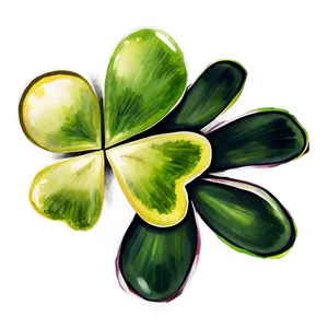 Watercolor Four Leaf Clover PNG 05252024