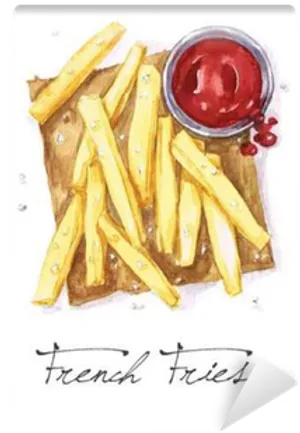 Watercolor French Friesand Ketchup