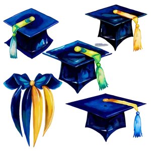 Watercolor Graduation Cap Clipart 06262024