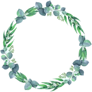 Watercolor Greenery Wreath PNG