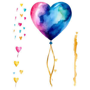 Watercolor Heart Balloon PNG 36 PNG