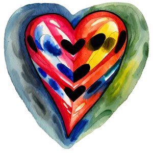 Watercolor Heart Painting PNG B