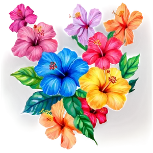 Watercolor Hibiscus Flowers Png Xla3 PNG image