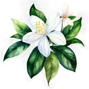 Watercolor Jasmine Flowers PNG 05252024
