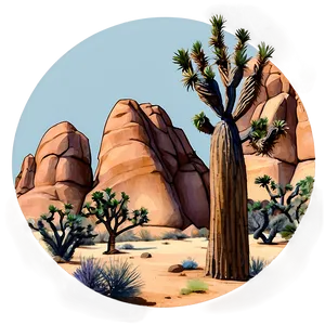 Watercolor Joshua Tree Scene Png 06262024 PNG image