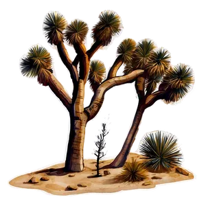 Watercolor Joshua Tree Scene PNG Uog