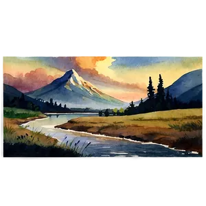 Watercolor Landscape PNG Nba