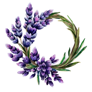 Watercolor Lavender Wreath PNG Xpo