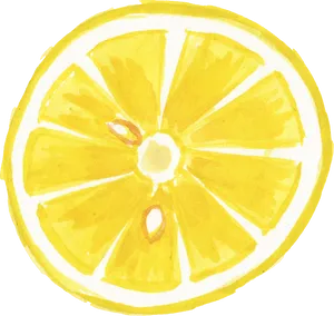 Watercolor Lemon Slice Artwork PNG image