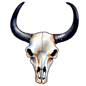 Watercolor Longhorn Skull Paint PNG Gjh