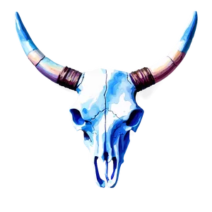 Watercolor Longhorn Skull Paint PNG Htw