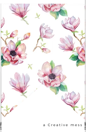 Watercolor Magnolia Pattern PNG image
