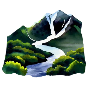 Watercolor Mountain Range PNG 05032024
