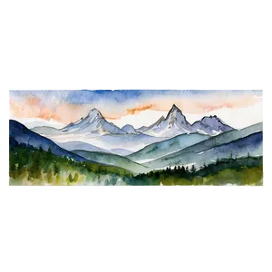 Watercolor Mountain Range PNG Lyv46