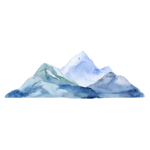 Watercolor Mountain Range PNG Sxv
