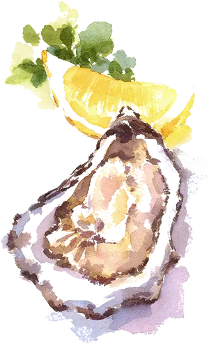Watercolor Oysterwith Lemon PNG image
